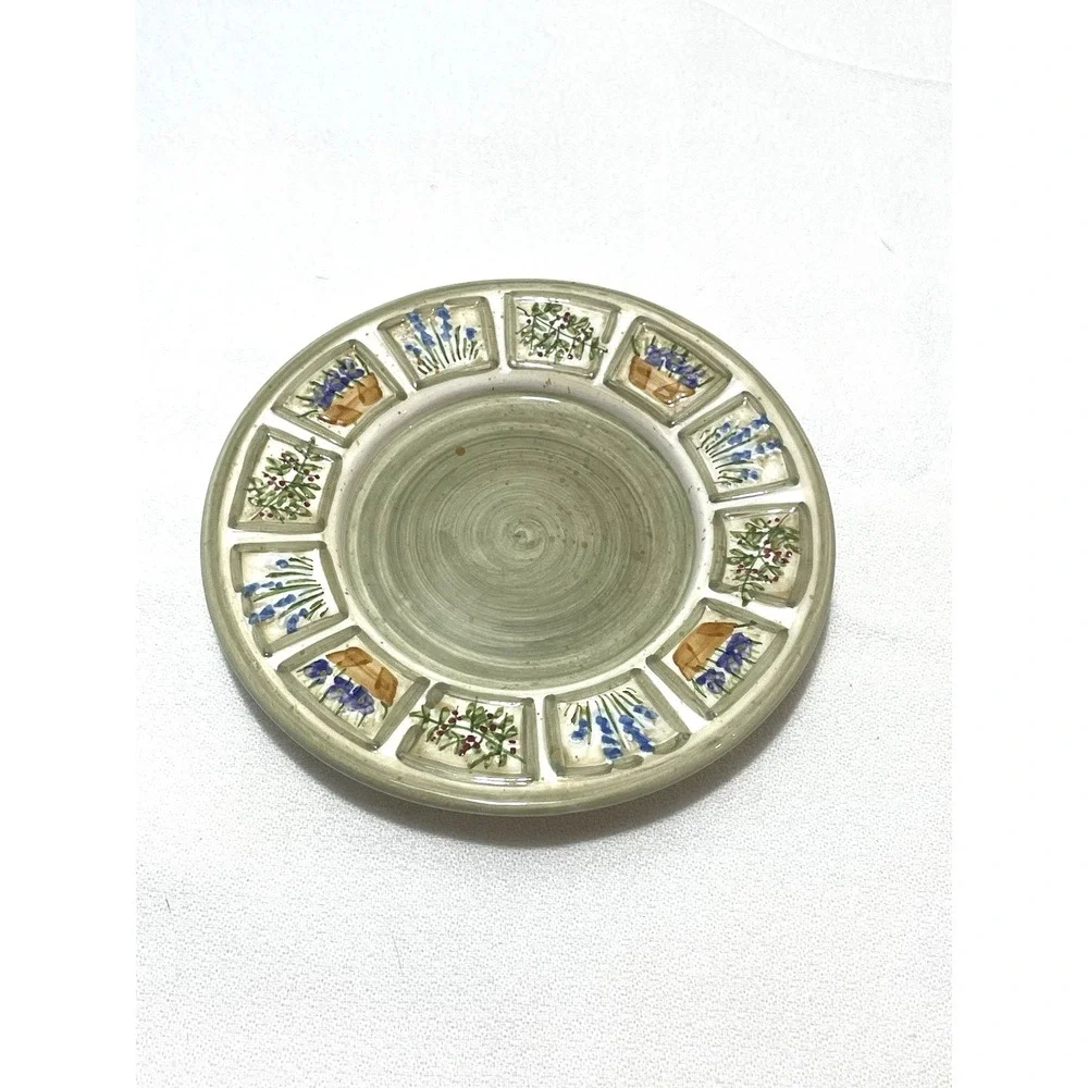 Yankee Candle Ceramic Plate Retired Herb Garden Flowers Botanical 4.25